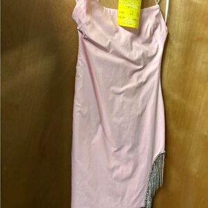 Fashion Nova Coral Dress with Rhinestone Detail